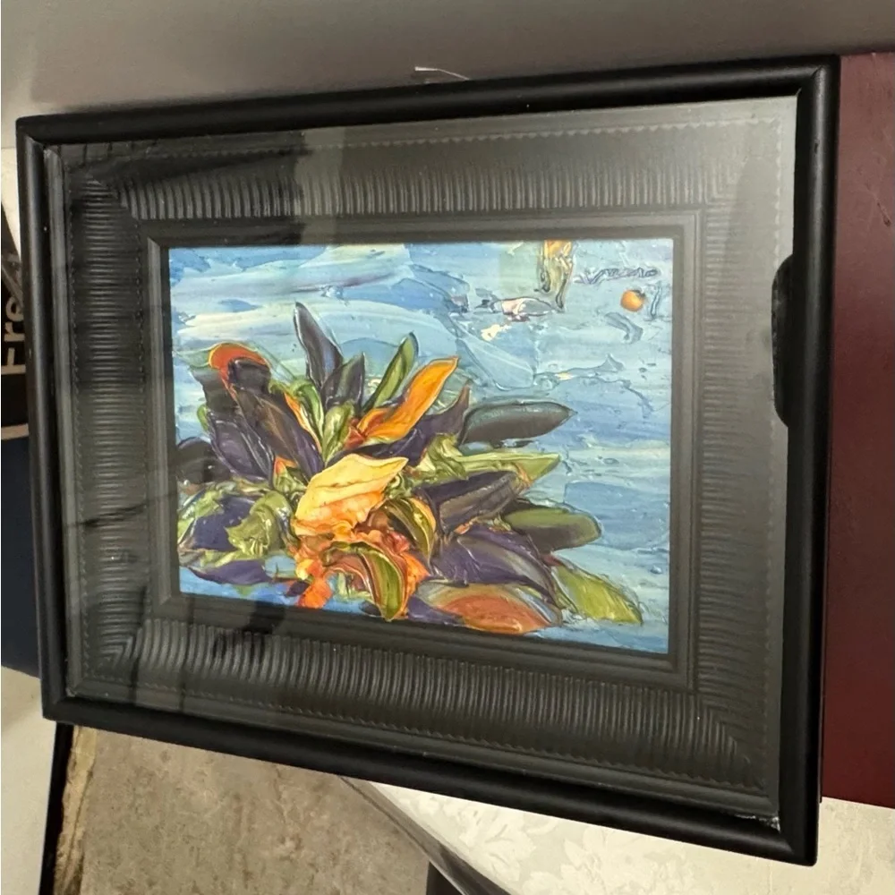 Renea Menzies Beautiful 3-D Oil Sculpted Flower Painting Black Jewelry Box - Picture 4 of 9